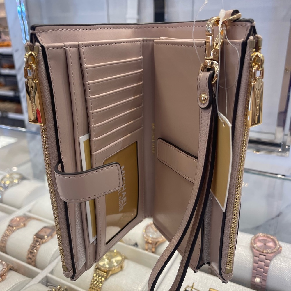 MICHAEL MICHAEL KORS Adele Leather Wallet Double Zip wristlet
Soft Pink 
NWT - Picture 12 of 16